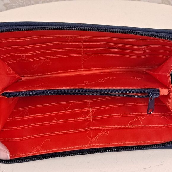 Vera Bradley Wallet Navy Blue/Orange Pattern Orange Interior Zip Around EUC - Picture 7 of 10